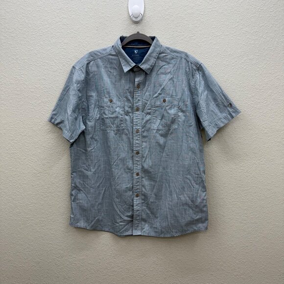 Kuhl Karib Blue Short Sleeve Performance Lightweight Button Shirt 7259 Mens XL - Picture 1 of 9